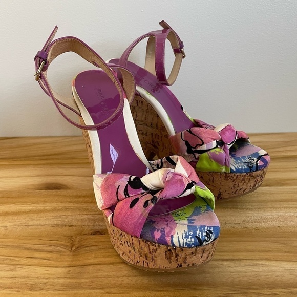 Jimmy Choo Purple Gleam Cork Sandals Size 37.5 - Picture 12 of 12